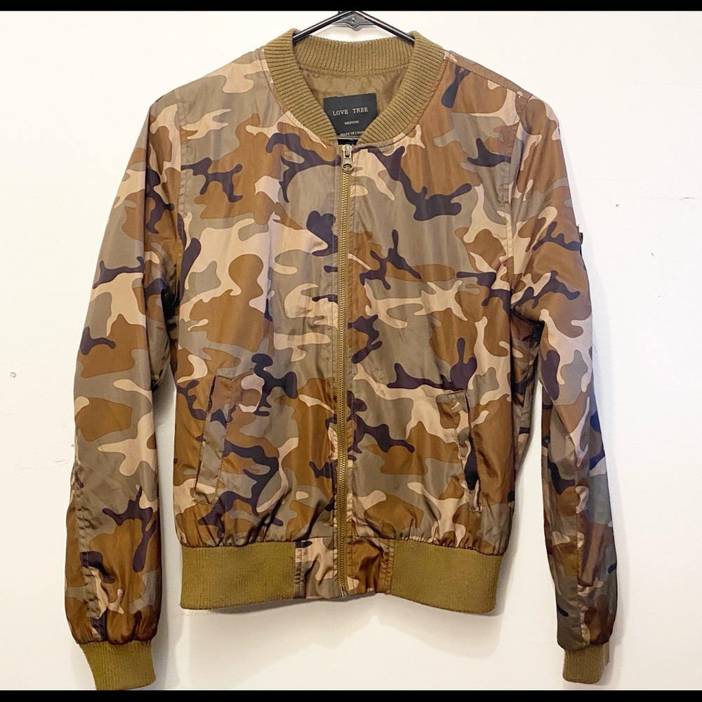 Camo Tan and Green Bomber Jacket